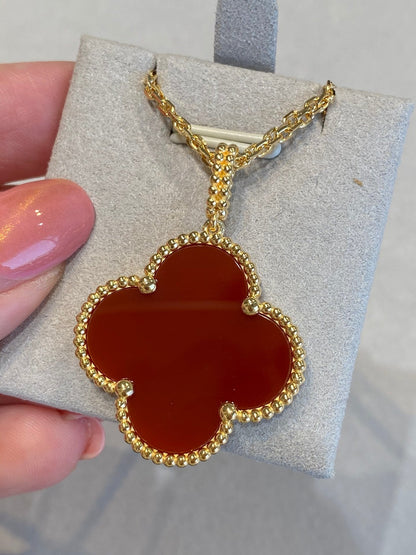 [Noble Jewelry]CLOVER 25MM NECKLACE GOLD CARNELIAN