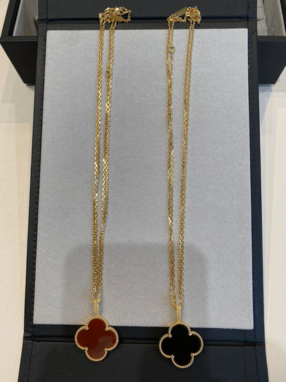 [Noble Jewelry]CLOVER 25MM NECKLACE GOLD CARNELIAN