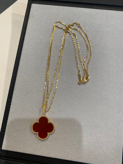 [Noble Jewelry]CLOVER 25MM NECKLACE GOLD CARNELIAN