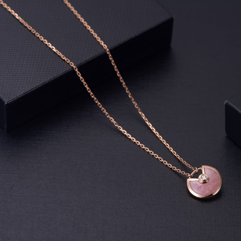 [Edler Schmuck]AMULETTE ROSÉGOLD ROSA MOP HALSKETTE