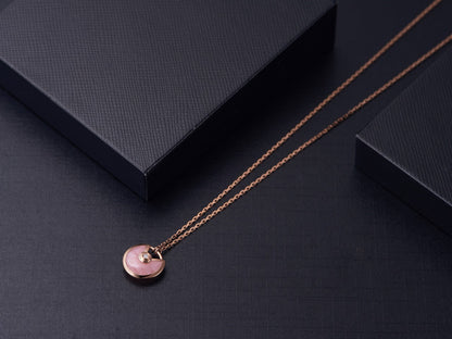 [Edler Schmuck]AMULETTE ROSÉGOLD ROSA MOP HALSKETTE