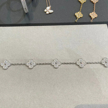 [Noble Jewelry]CLOVER 5 MOTIFS  DIAMOND BRACELET SILVER