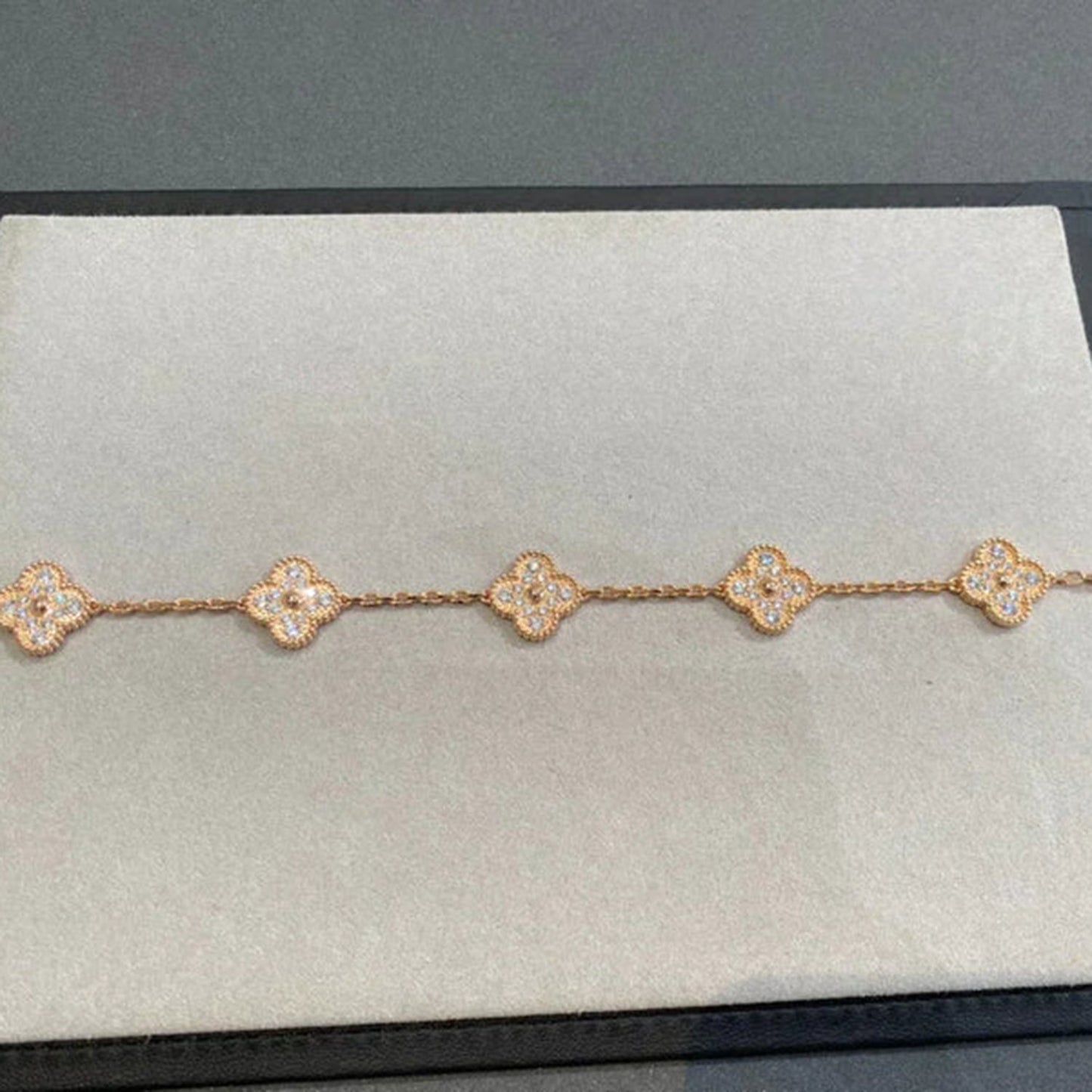 [Noble Jewelry]CLOVER 5 MOTIFS  FULL DIAMOND BRACELET