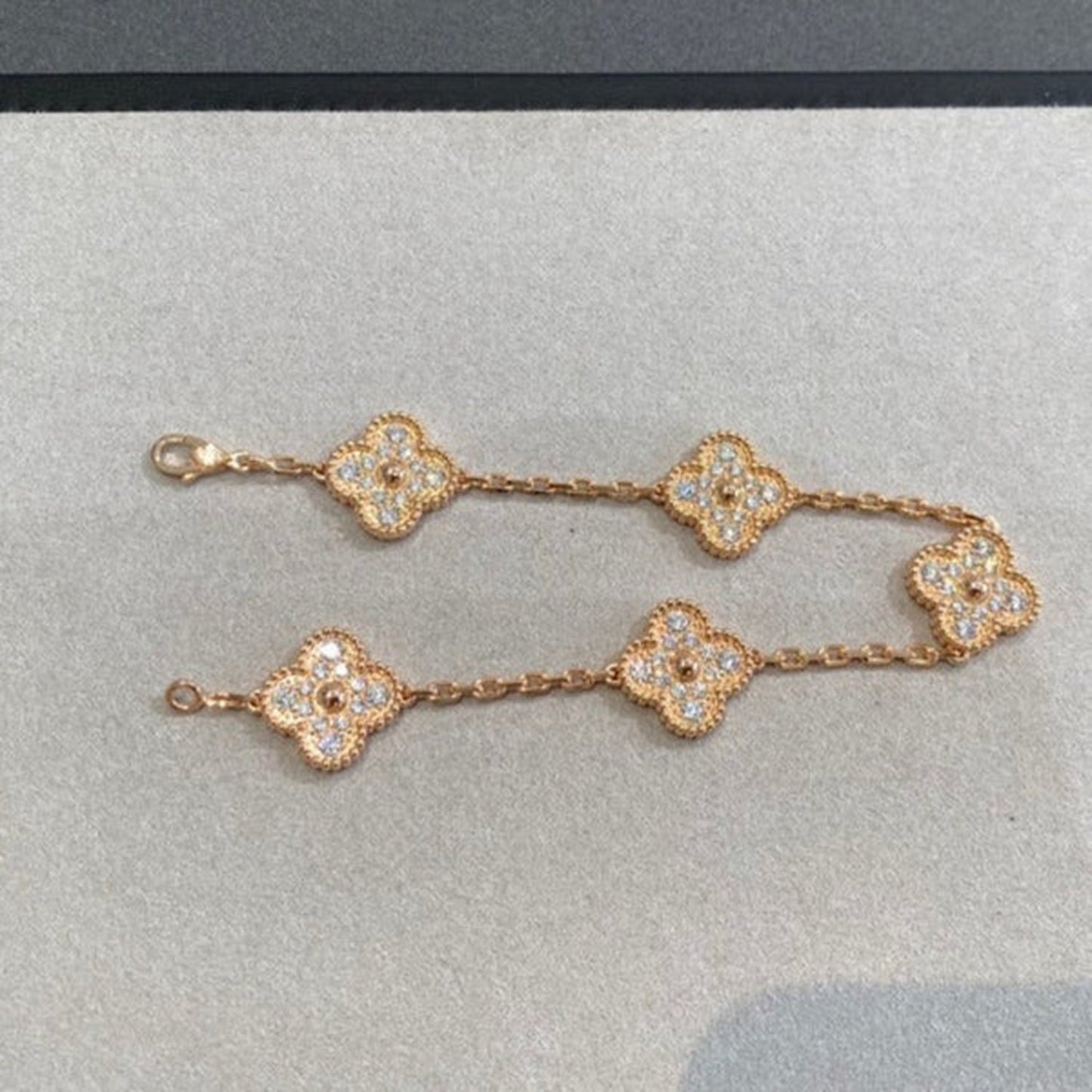 [Noble Jewelry]CLOVER 5 MOTIFS  FULL DIAMOND BRACELET