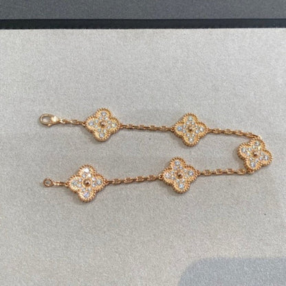 [Noble Jewelry]CLOVER 5 MOTIFS  FULL DIAMOND BRACELET