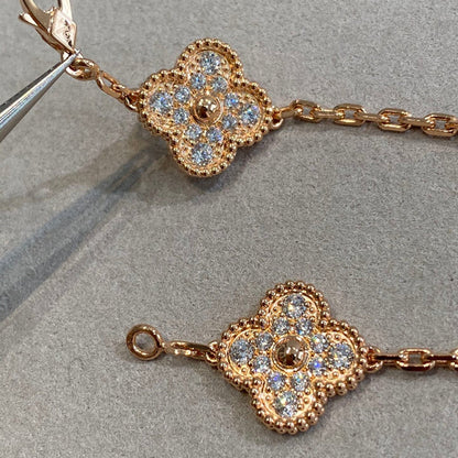 [Noble Jewelry]CLOVER 5 MOTIFS  FULL DIAMOND BRACELET