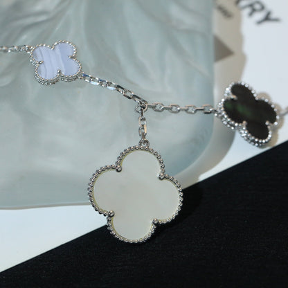 [Noble Jewelry]CLOVER BRACELET 5 MOTIFS MOP CHALCEDONY SILVER