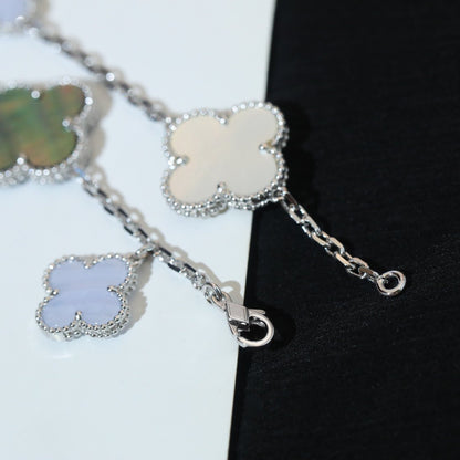 [Noble Jewelry]CLOVER BRACELET 5 MOTIFS MOP CHALCEDONY SILVER