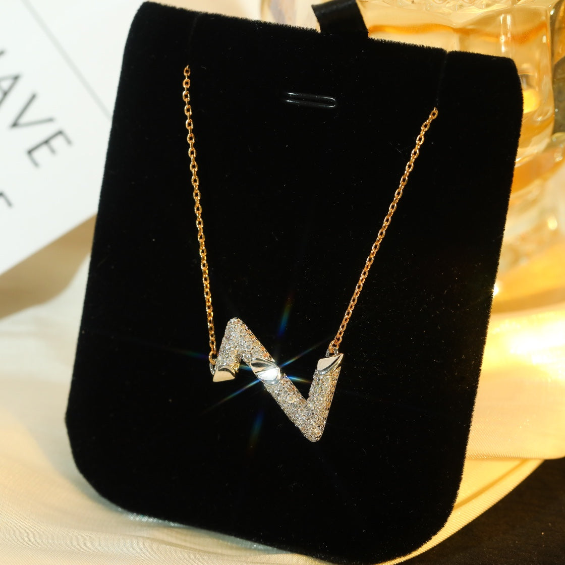 [Noble Jewelry]VOLT SILVER DIAMOND PEDANT NECKLACE