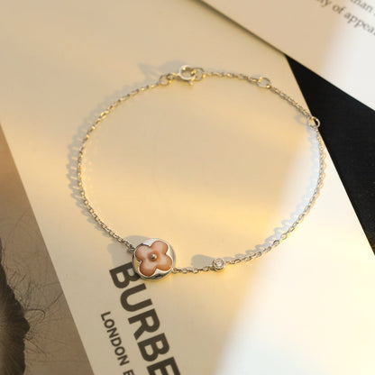 [Noble Jewelry]SUN MOTIF PINK MOP SILVER BRACELET