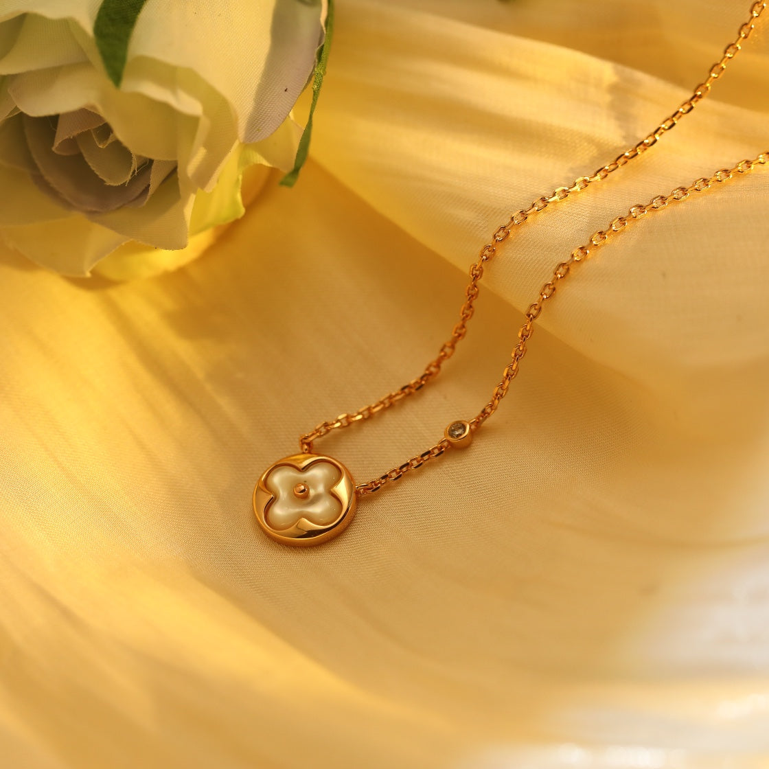 [Noble Jewelry]SUN PEDANT PINK GOLD 1 DIAMOND NECKLACE