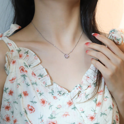 [Noble Jewelry]SUN PEDANT PINK GOLD 1 DIAMOND NECKLACE