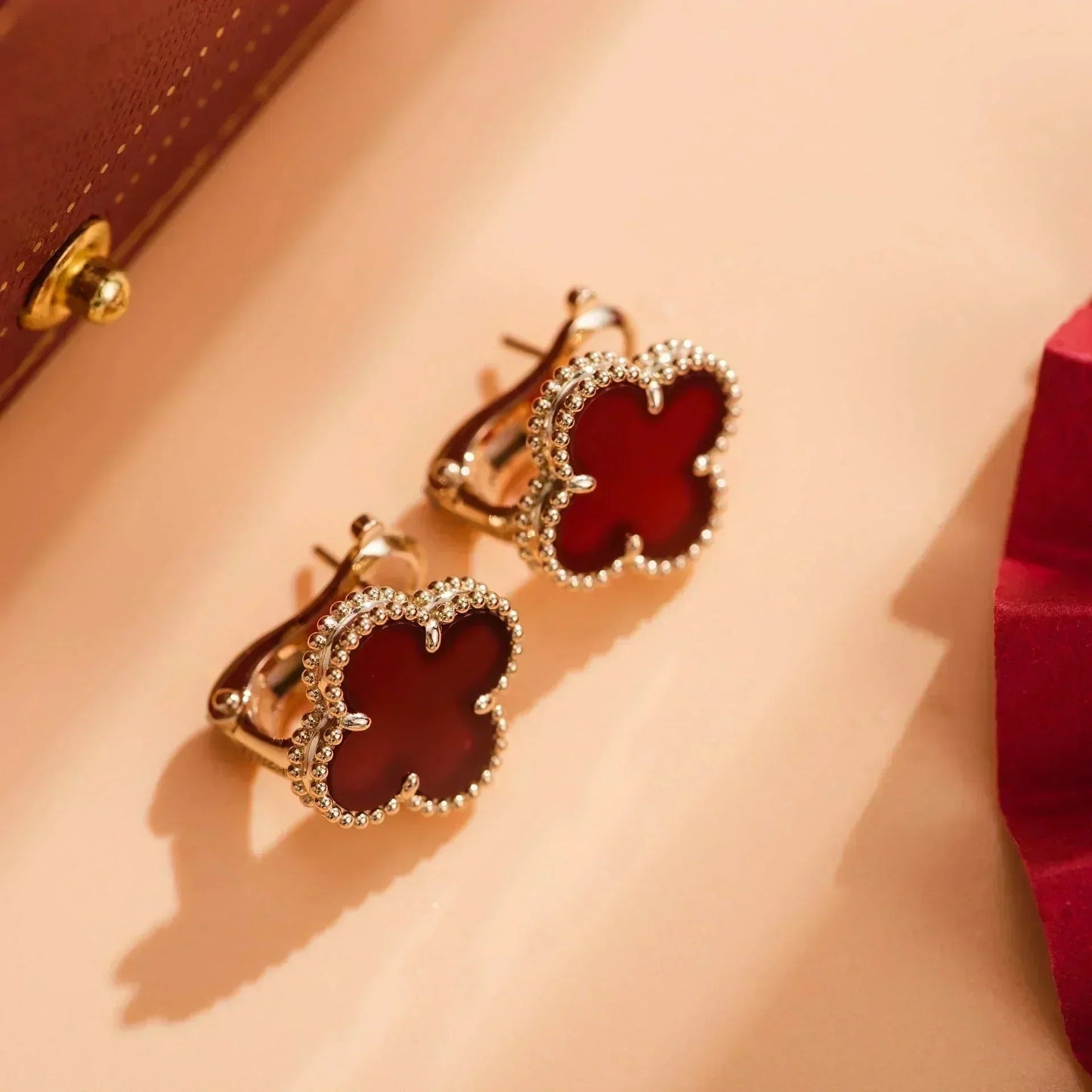 [Noble Jewelry]CLOVER MEDIUM 1 MOTIFS CARNELIAN  EARRINGS