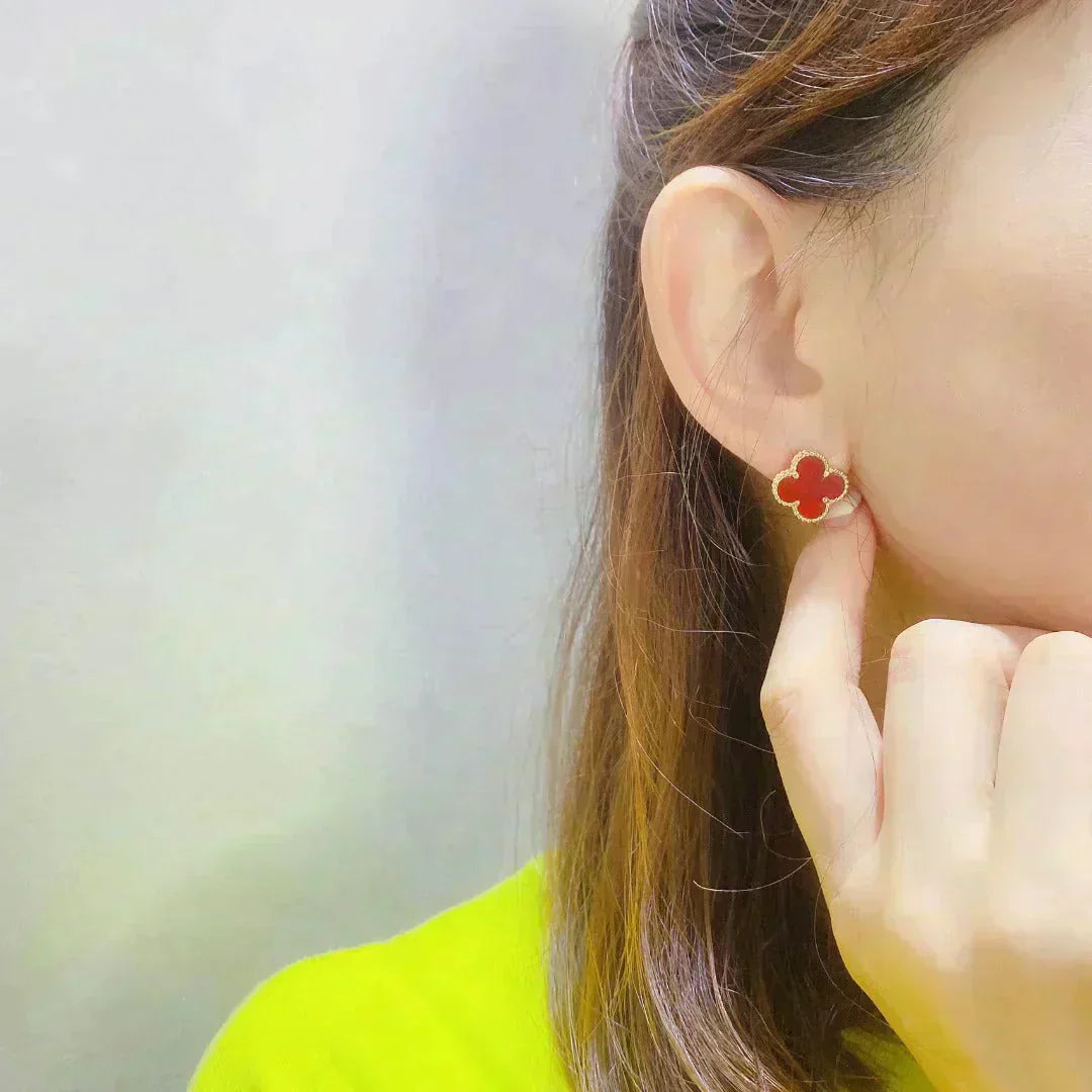 [Noble Jewelry]CLOVER MEDIUM 1 MOTIFS CARNELIAN  EARRINGS