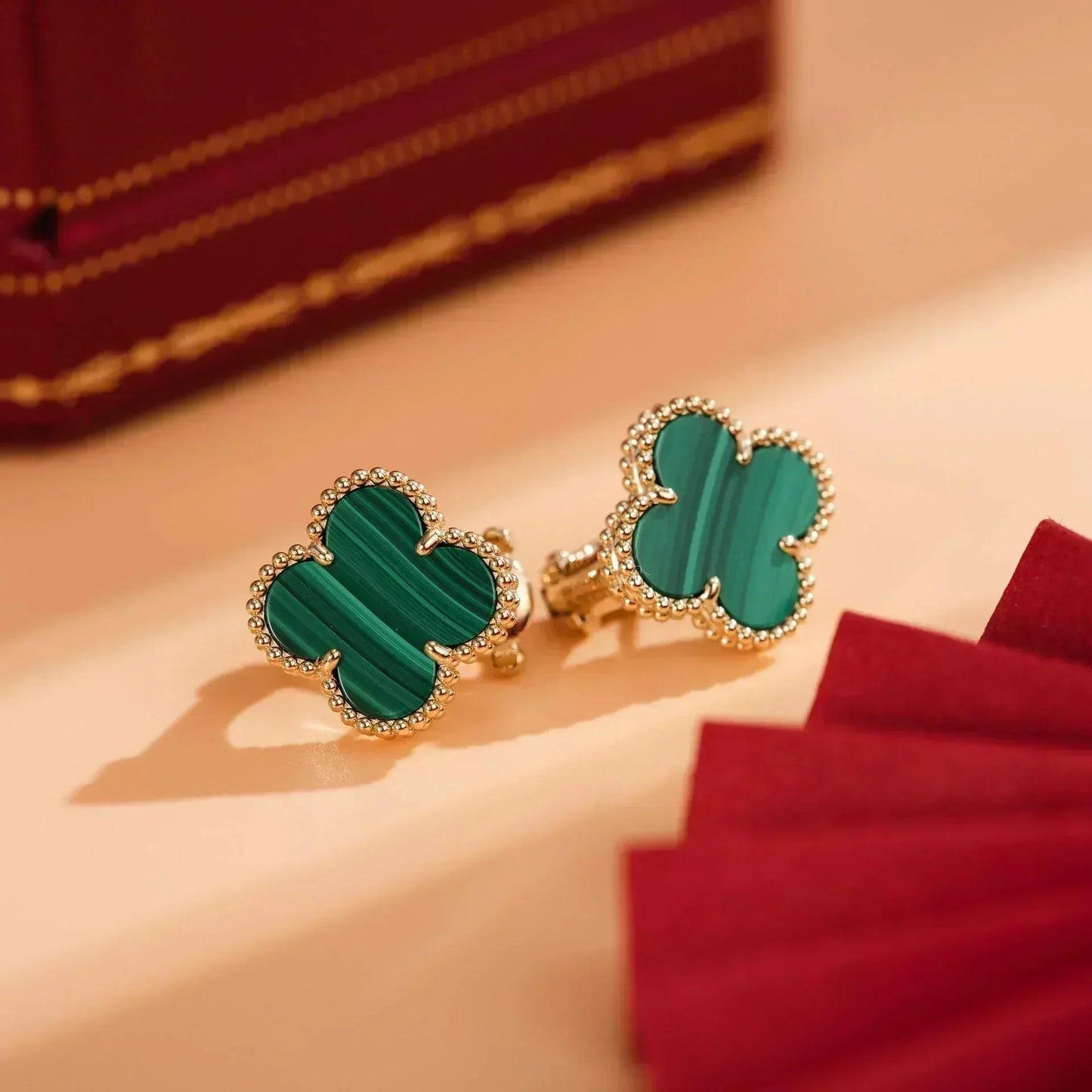 [Noble Jewelry]CLOVER MEDIUM 1 MOTIFS MALACHITE  EARRINGS