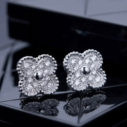 [Noble Jewelry]CLOVER 1 MOTIFS DIAMOND STUD EARRINGS SILVER