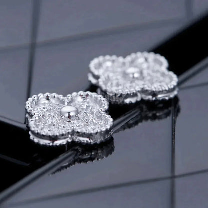 [Noble Jewelry]CLOVER 1 MOTIFS DIAMOND STUD EARRINGS SILVER