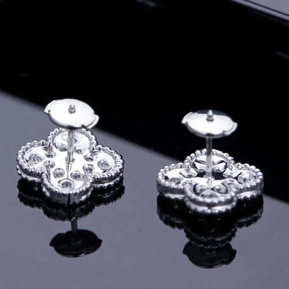 [Edler Schmuck] KLEEBLATT 1 MOTIFS DIAMANT OHRSTECKER SILBER