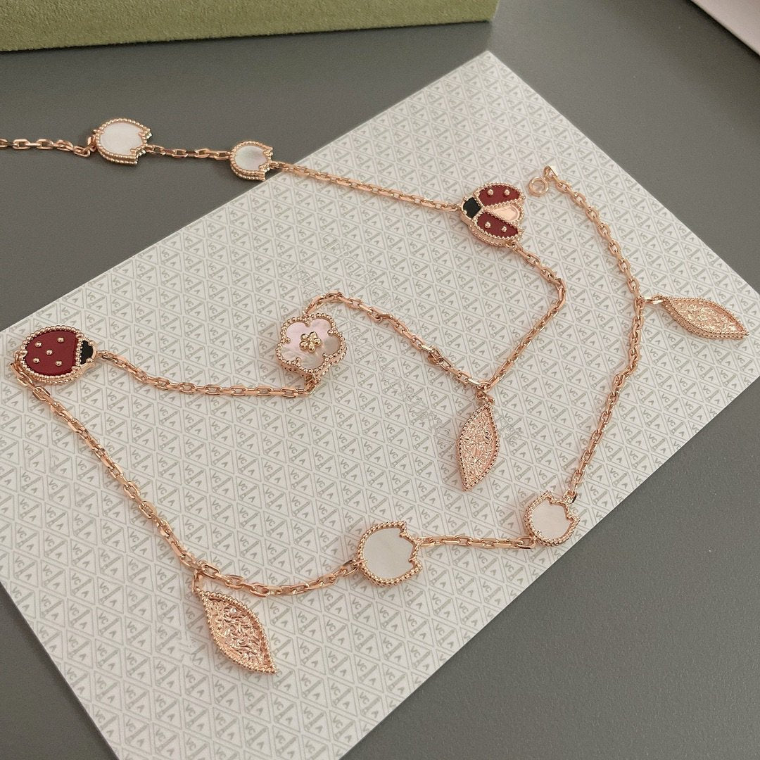 [Noble Jewelry]LUCKY SPRING 15 MOTIFS ROSE GOLD NECKLACE