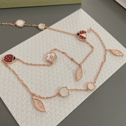 [Edler Schmuck]LUCKY SPRING 15 MOTIVE ROSÉGOLD HALSKETTE