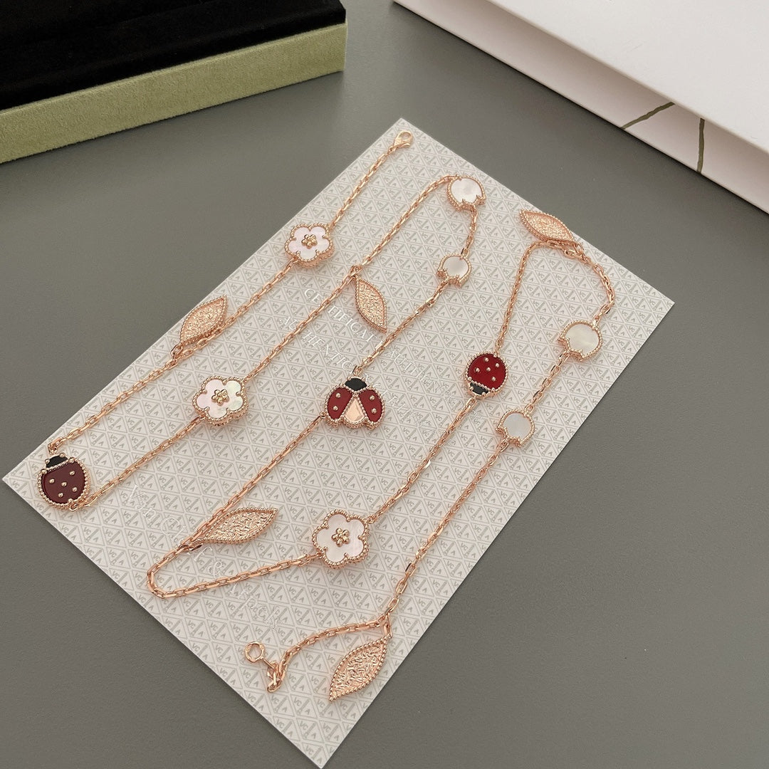 [Noble Jewelry]LUCKY SPRING 15 MOTIFS ROSE GOLD NECKLACE