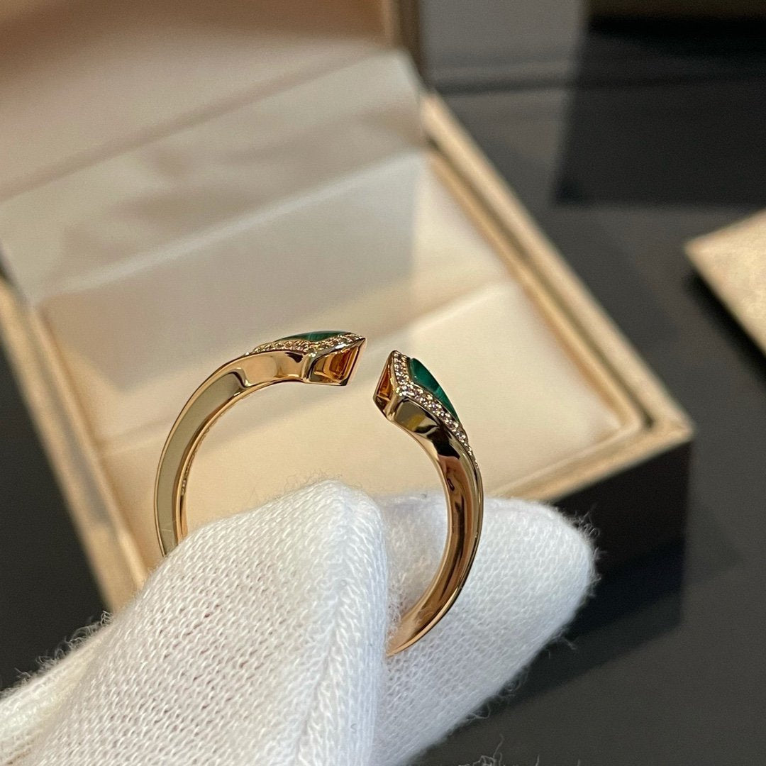 [Noble Jewelry]DREAM MALACHITE DIAMOND OPEN RING