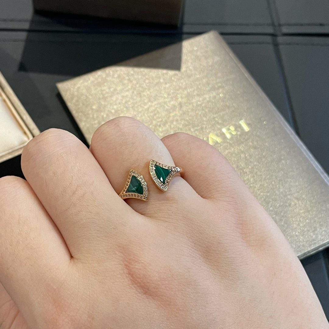 [Noble Jewelry]DREAM MALACHITE DIAMOND OPEN RING