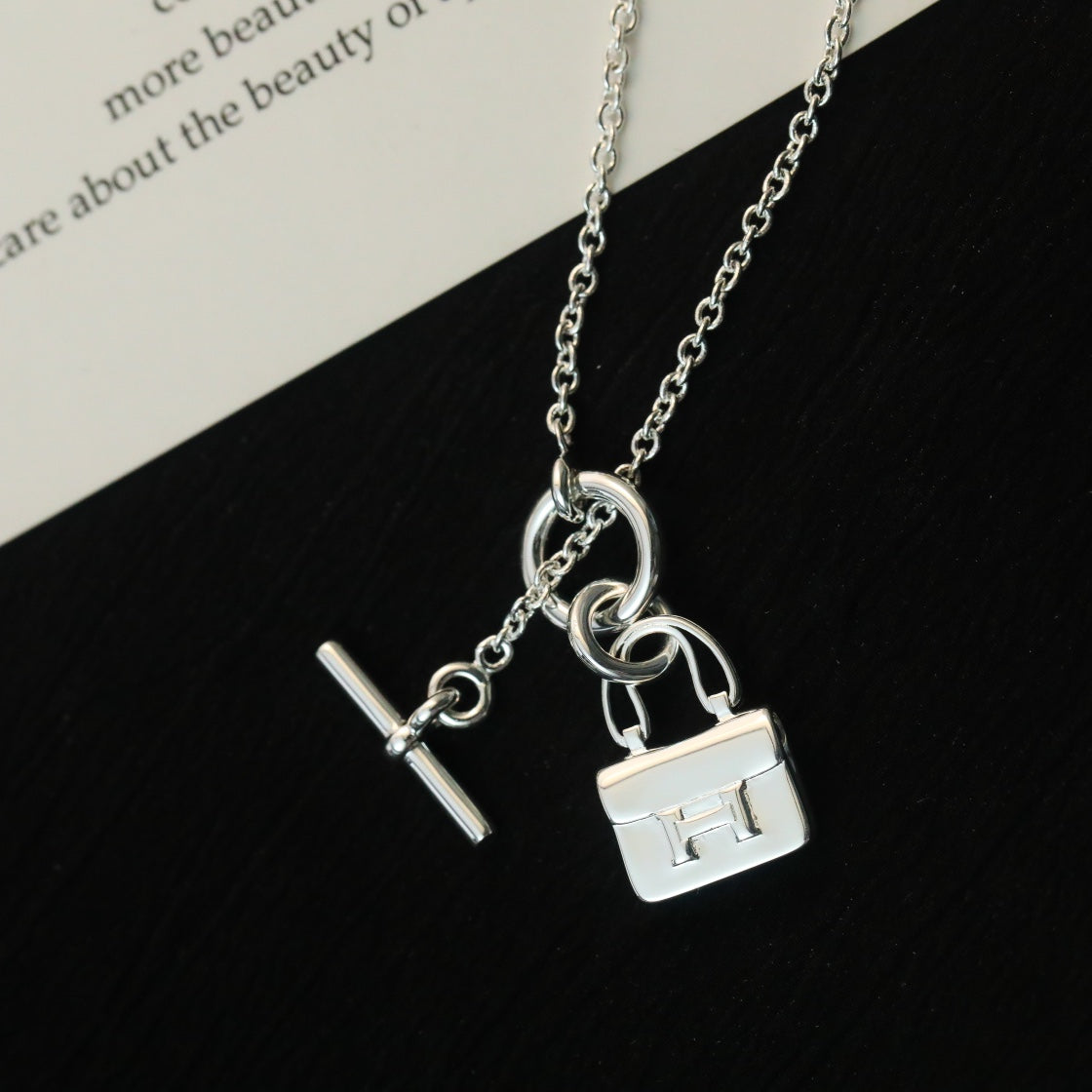 [Noble Jewelry]POP H PEDANT SILVER NECKLACE