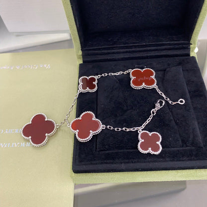 [Noble Jewelry]CLOVER 5 MOTIFS SIVLER CARNELIAN BRACELET