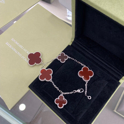 [Noble Jewelry]CLOVER 5 MOTIFS SIVLER CARNELIAN BRACELET