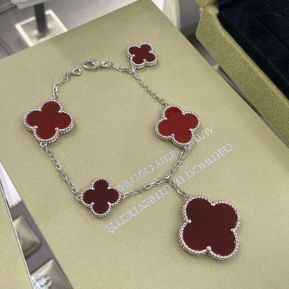 [Noble Jewelry]CLOVER 5 MOTIFS SIVLER CARNELIAN BRACELET