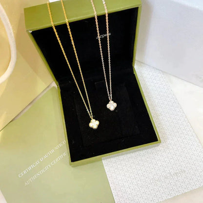 [Noble Jewelry]CLOVER MINI 9.5MM WHITE MOTHER-OF-PEARL NECKLACE