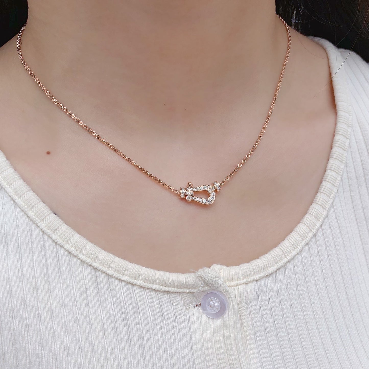 [Noble Jewelry]FORCE 10 PINK GOLD DIAMOND NECKLACE