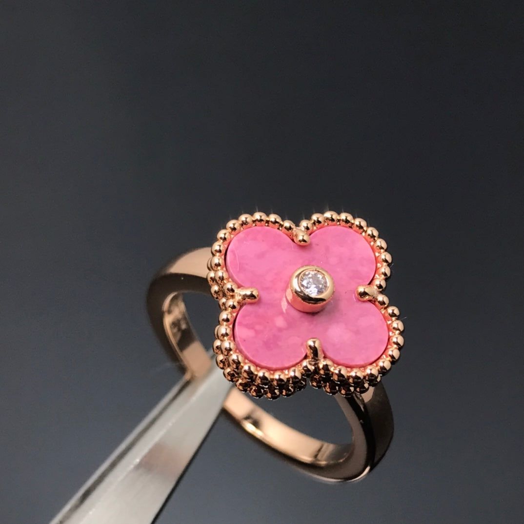 [Noble Jewelry]CLOVER RHODONITE ROSE GOLD RING