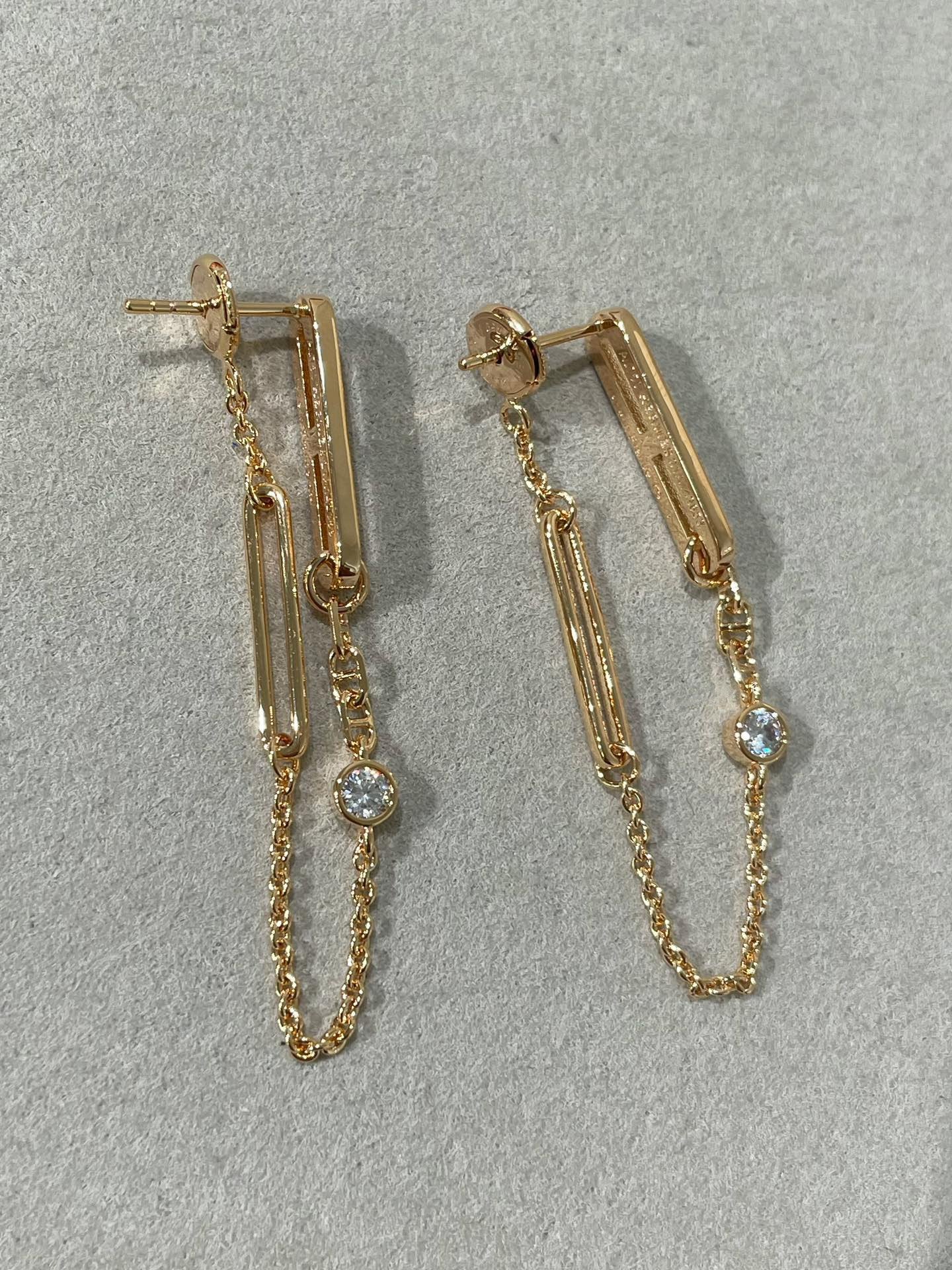 [Noble Jewelry]CHAINE CHAOS DIAMOND DROP EARRINGS