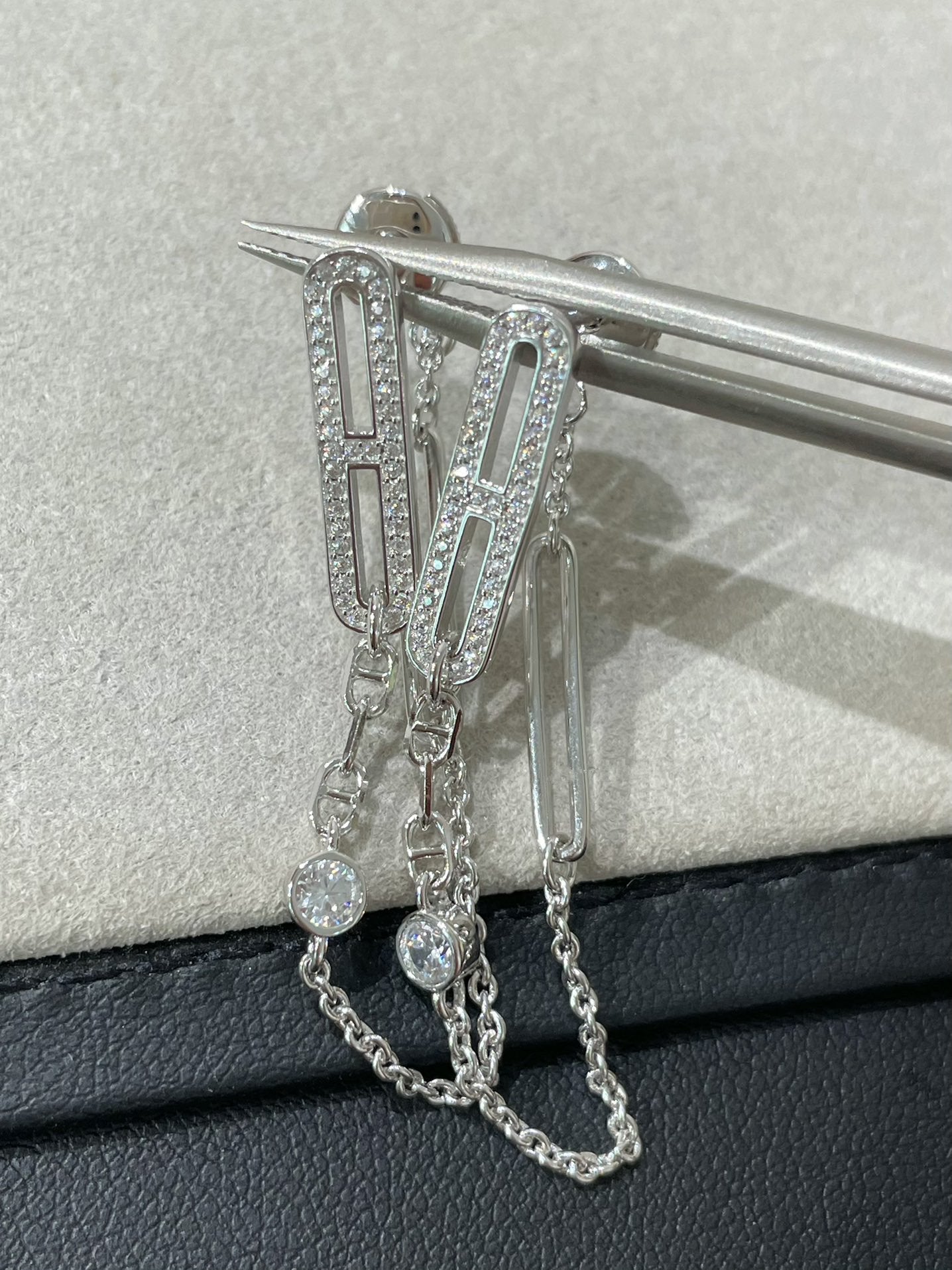 [Noble Jewelry]CHAINE CHAOS DIAMOND DROP EARRINGS