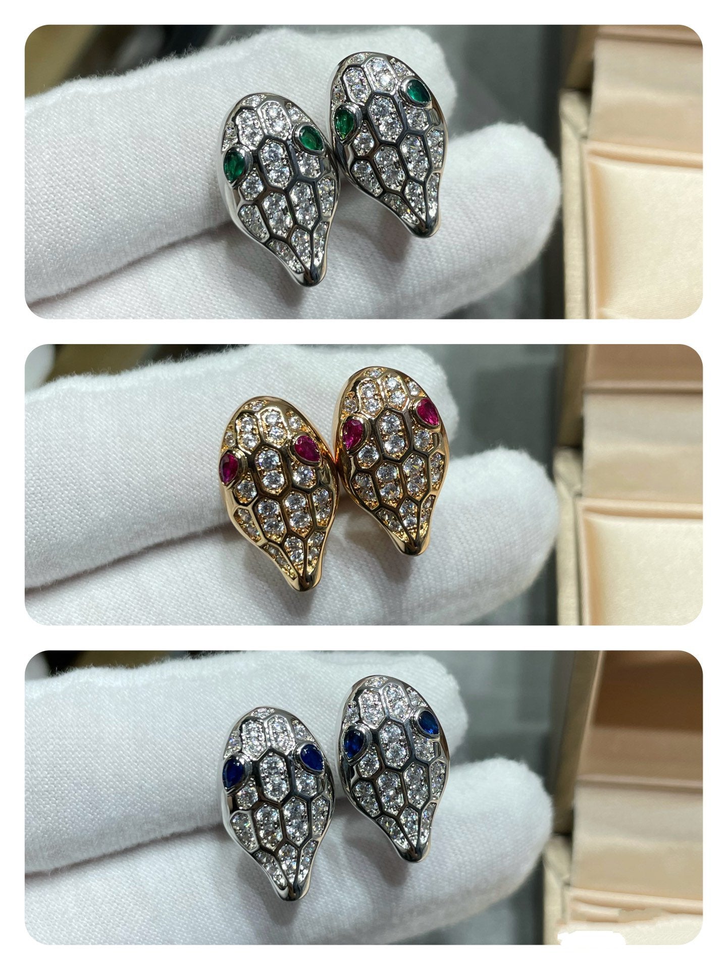 [Noble Jewelry]SERPENT DIAMOND STUD EARRINGS