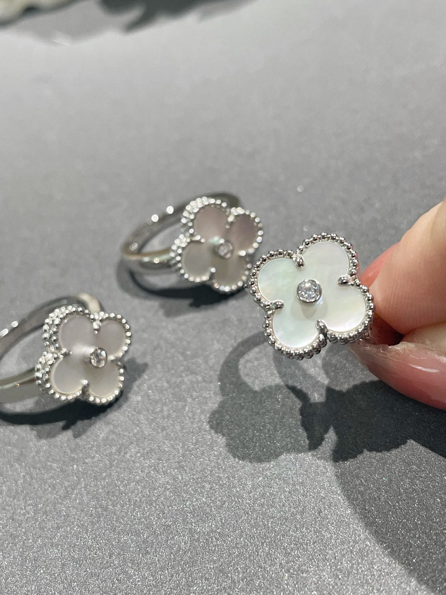 [Edler Schmuck] CLOVER SILBER MOP DIAMANT RING