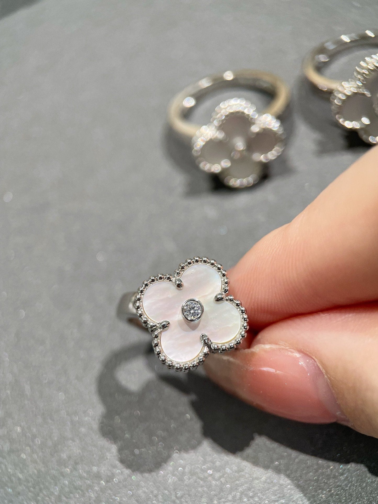 [Edler Schmuck] CLOVER SILBER MOP DIAMANT RING