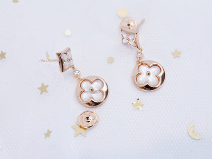 [Noble Jewelry]STAR AND SUN PINK GOLD MOP DROP EARRINGS