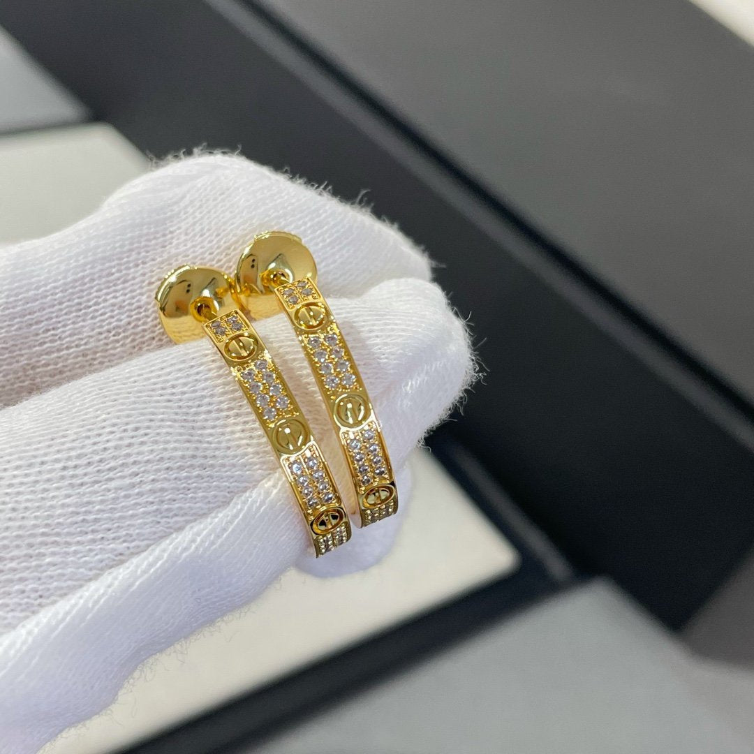 [Noble Jewelry]LOVE DIAMOND GOLD HOOP EARRINGS