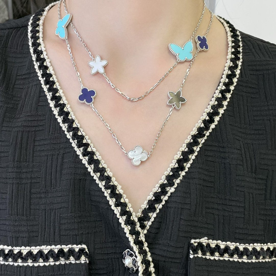 [Noble Jewelry]LUCKY CLOVER SILVER 11 MOTIF NECKLACE