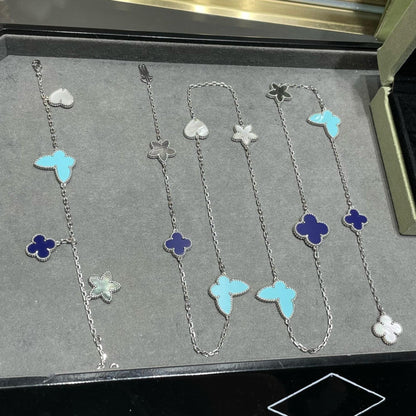 [Noble Jewelry]LUCKY CLOVER SILVER 11 MOTIF NECKLACE