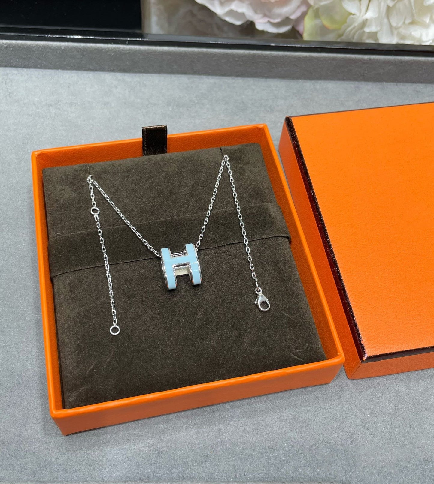 [Noble Jewelry]POP H SKY BLUE NECKLACE