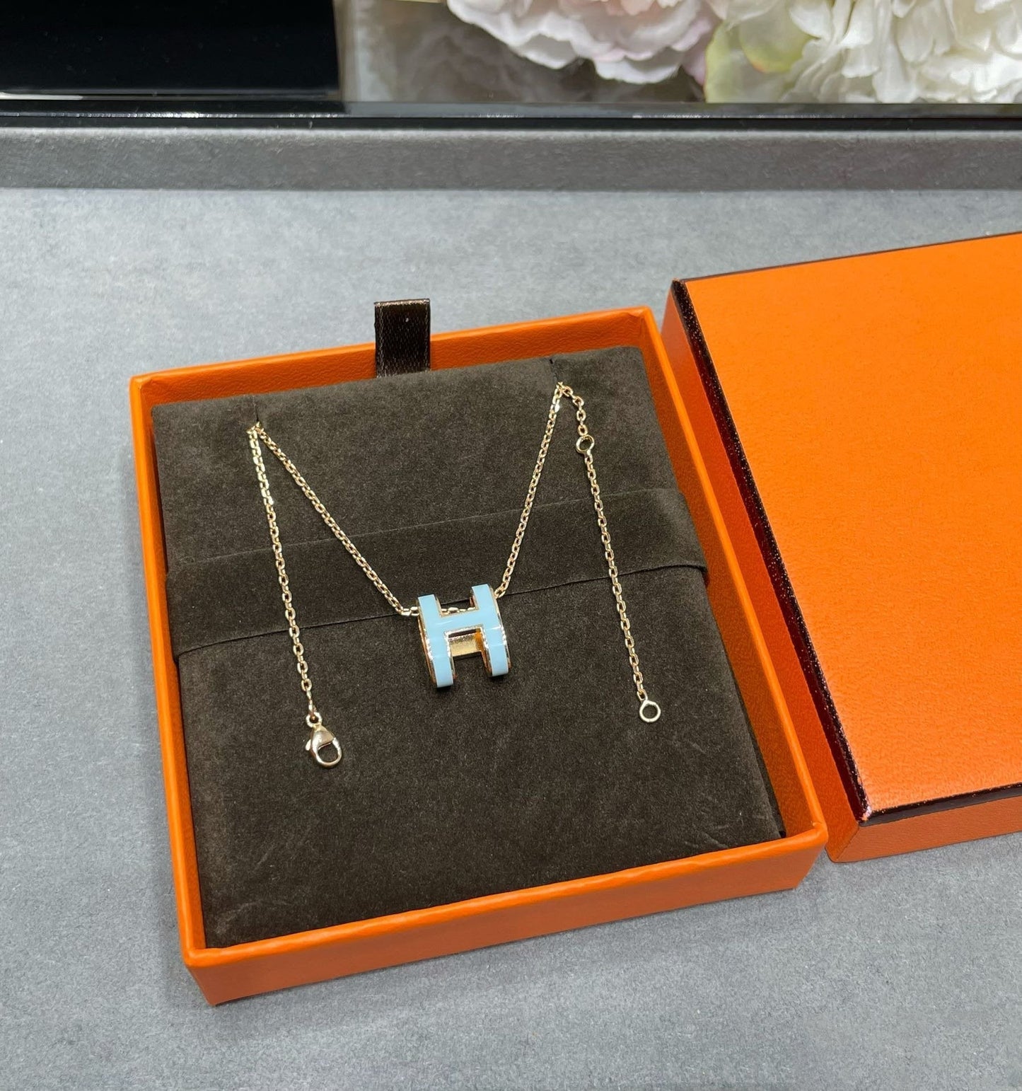 [Noble Jewelry]POP H SKY BLUE NECKLACE