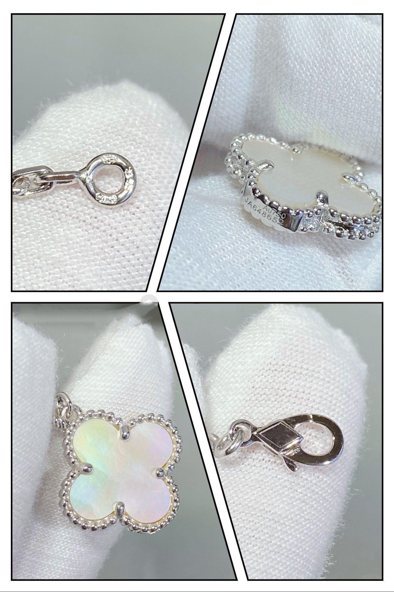 [Noble Jewelry]CLOVER 5 MOTIF WHITE MOP SILVER BRACELET