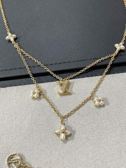 [Noble Jewelry]FLOWERGRAM GOLD MOP DOUBLE ROW NECKLACE