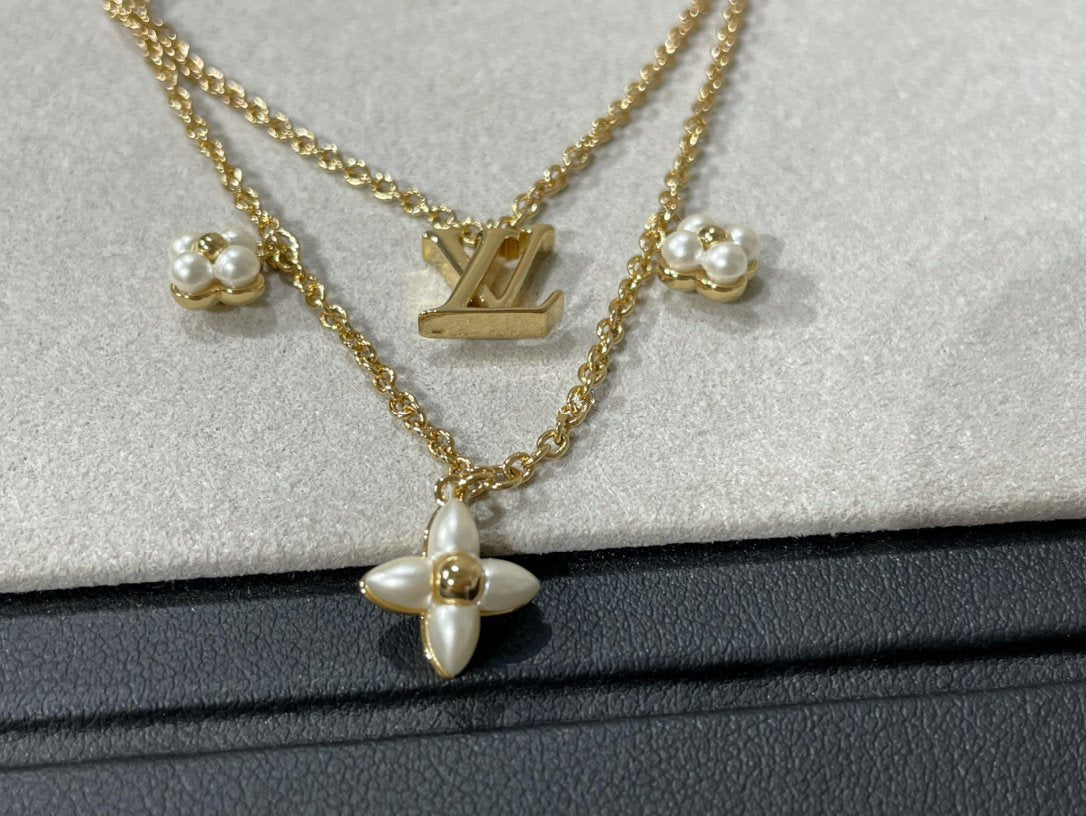 [Noble Jewelry]FLOWERGRAM GOLD MOP DOUBLE ROW NECKLACE