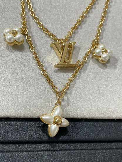 [Noble Jewelry]FLOWERGRAM GOLD MOP DOUBLE ROW NECKLACE