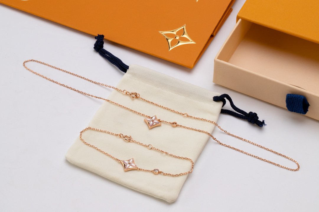 [Noble Jewelry]STAR PINK MOP 1 DIAMOND PINK GOLD NECKLACE